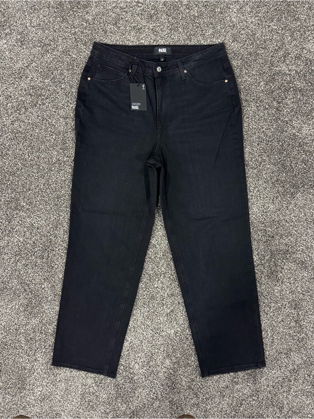Paige Sarah Straight Ankle Jeans Womens 32 Vacant Black High Rise Distressed NWT